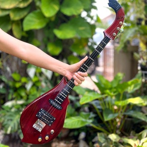 Electric Thai Asian Guitar 3 Strings, Isarn Mandolin Musical Instrument, Traditional Classical Folk Music N083