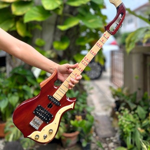 Acoustic Electric Thai Asian Guitar 3 Strings, Isarn Mandolin Musical Instrument, Traditional Classical Folk Music N018