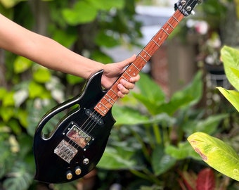 Electric Thai Asian Guitar 4 Strings, Isarn Mandolin Musical Instrument, Traditional Classical Folk Music N065-4