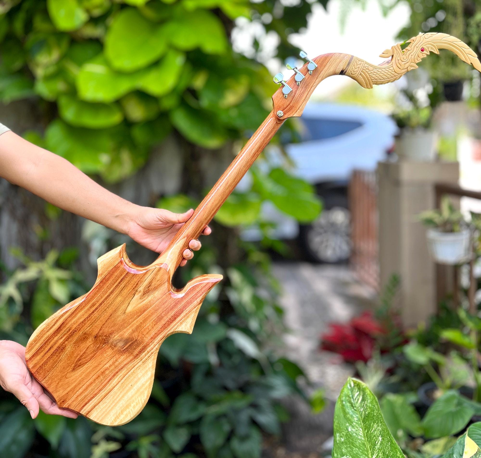 Acoustic Electric Thai Asian Guitar 3 Strings, Isarn Mandolin Musical ...