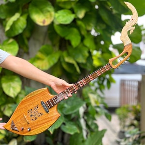 Guitarra acústica-eléctrica tailandesa asiática de 3 cuerdas, mandolina Isarn, música folclórica clásica tradicional N060