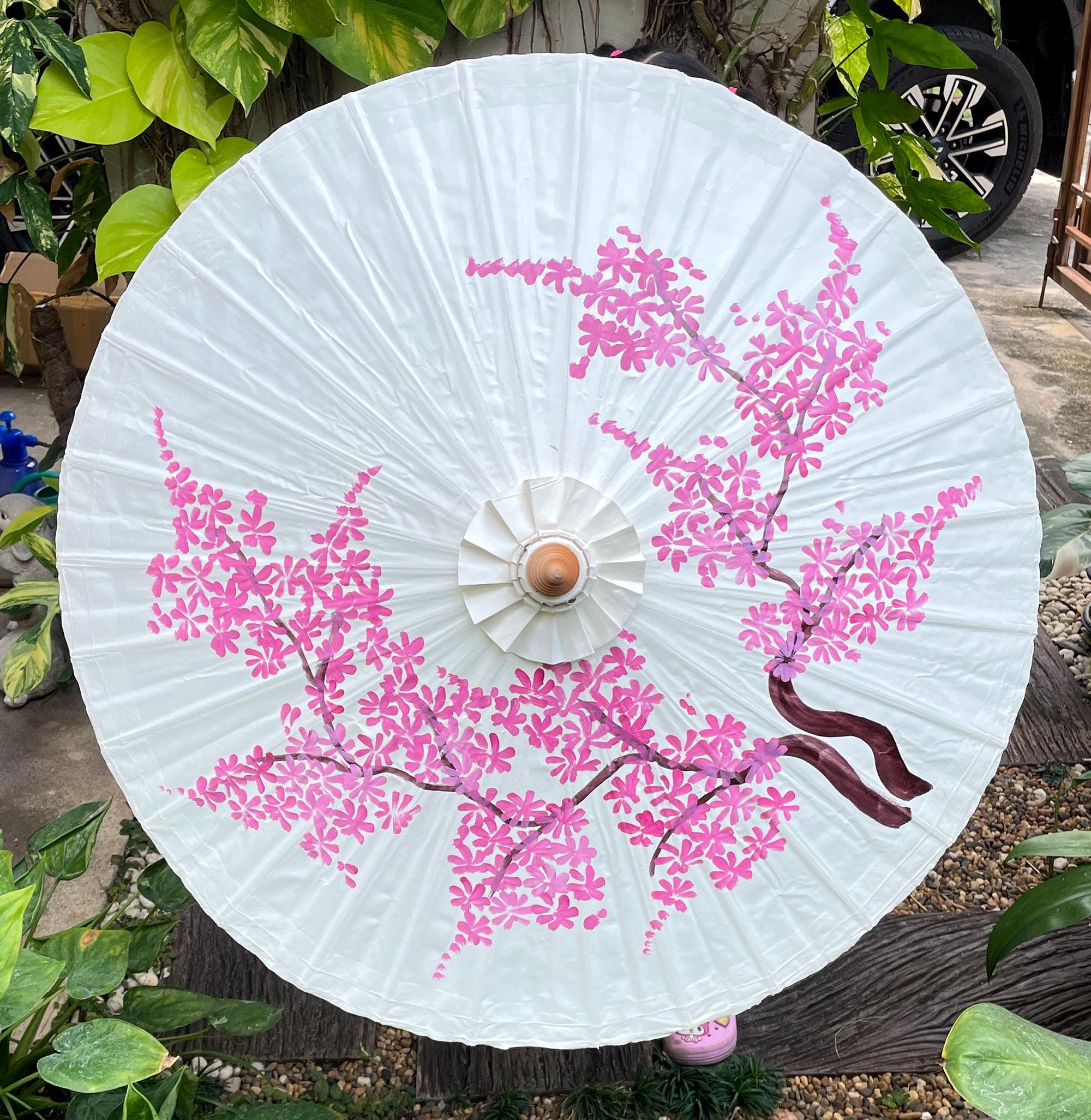 3D Silk Peony Floral Parasol – Bamboo Umbrella For Cosplay, Weddings, And Party Decor