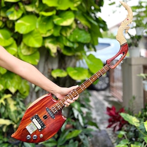Acoustic Electric Thai Asian Guitar 3 Strings, Isarn Mandolin Musical Instrument, Traditional Classical Folk Music N022