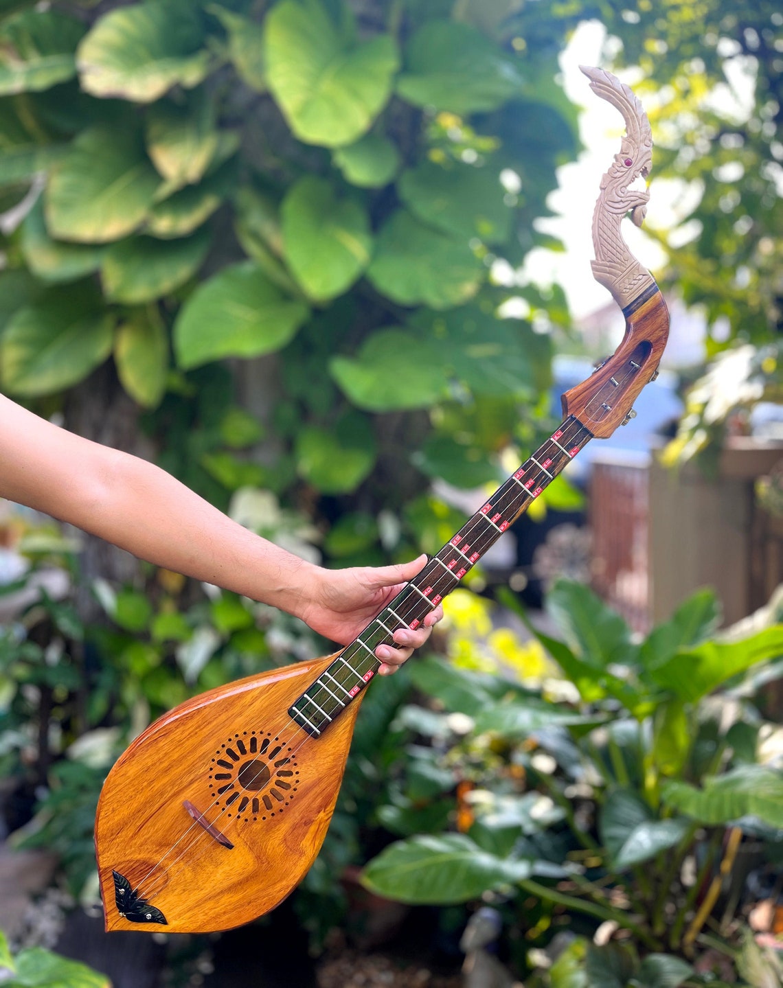 Isan Instruments Acoustic Traditional Thai Phin (isan Lute) โ 3-string Handmade Wooden ...