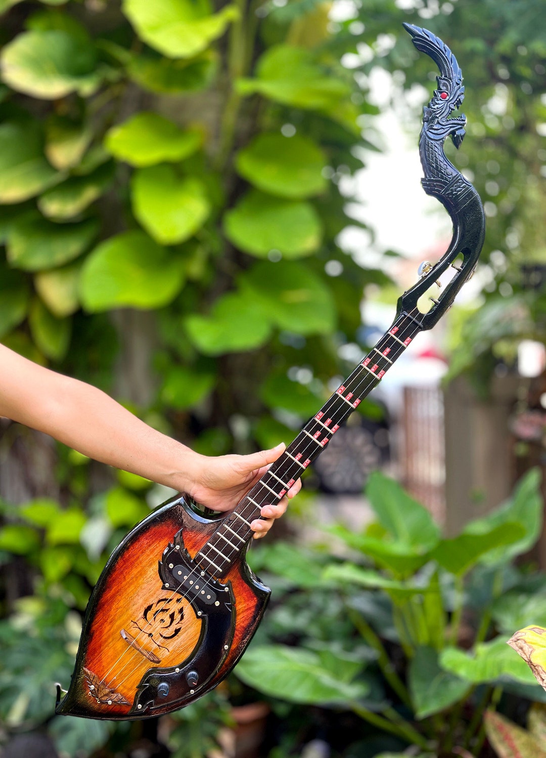 Acoustic Electric Thai Asian Guitar 3 Strings, Isan Mandolin Musical ...