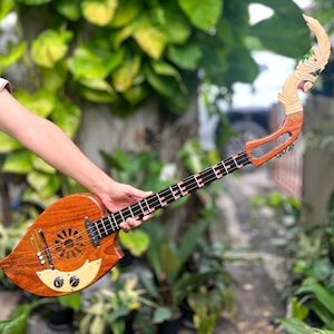 Traditional Thai Isan Pin - Handmade Thai Phin (Lao Lute), 3 strings Acoustic Electric Folk Guitar Instrument N106