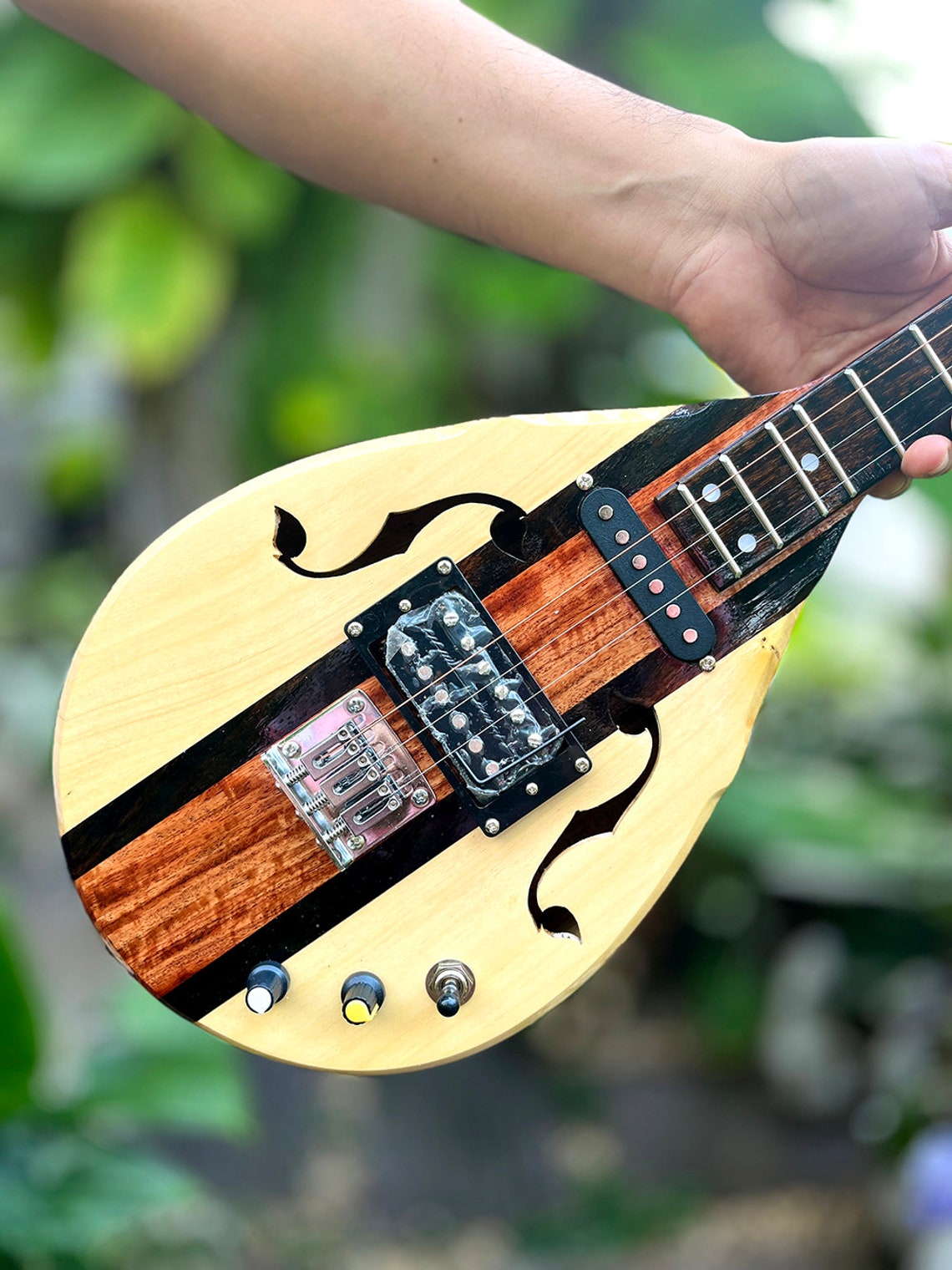 Acoustic Electric Thai Asian Guitar 3 Strings, Isarn Mandolin Musical ...