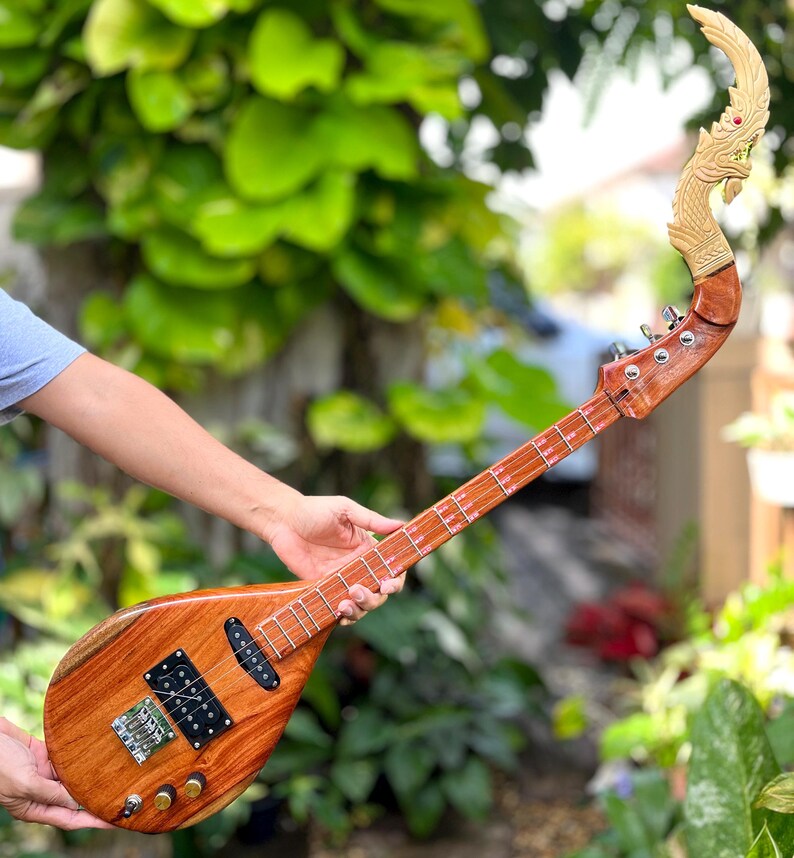 Isan Instruments Electric Thai Asian Guitar 3 Strings, Isan Mandolin Musical Instrument ...