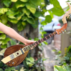 Traditional Thai Isan Pin - Handmade Thai Phin (Lao Lute), 3 Strings Acoustic Electric Folk Guitar Instrument N069