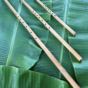 Set of 3, Handmade Pi Chum – Thai Lanna Bamboo Reed Flute | Traditional Northern Thai Wind Instrument | Ethnic Folk Music Gift