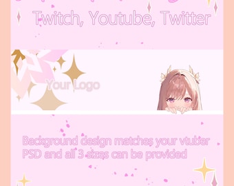 Banner Vtuber personalizado para Twitch, Twitter ou Youtube, estilo anime