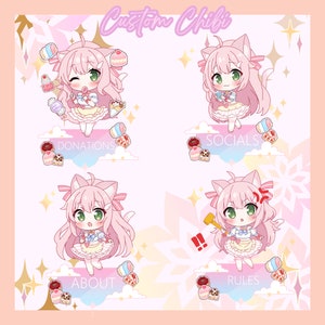 Custom Chibi Art Commission | Personalized Chibi Characters Anime Style | VTuber OC Streamer Couple