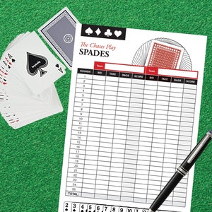 Custom Spades Score Cards - Printed 6in x 9in