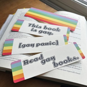 Pride 4 Bookmark Set - Read Gay Books, This Book is Gay, [gay panic], Rainbow