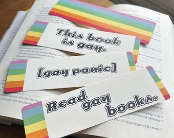 Pride Bookmarks: Read Gay Books, Rainbow, Gay Panic - Set of 4