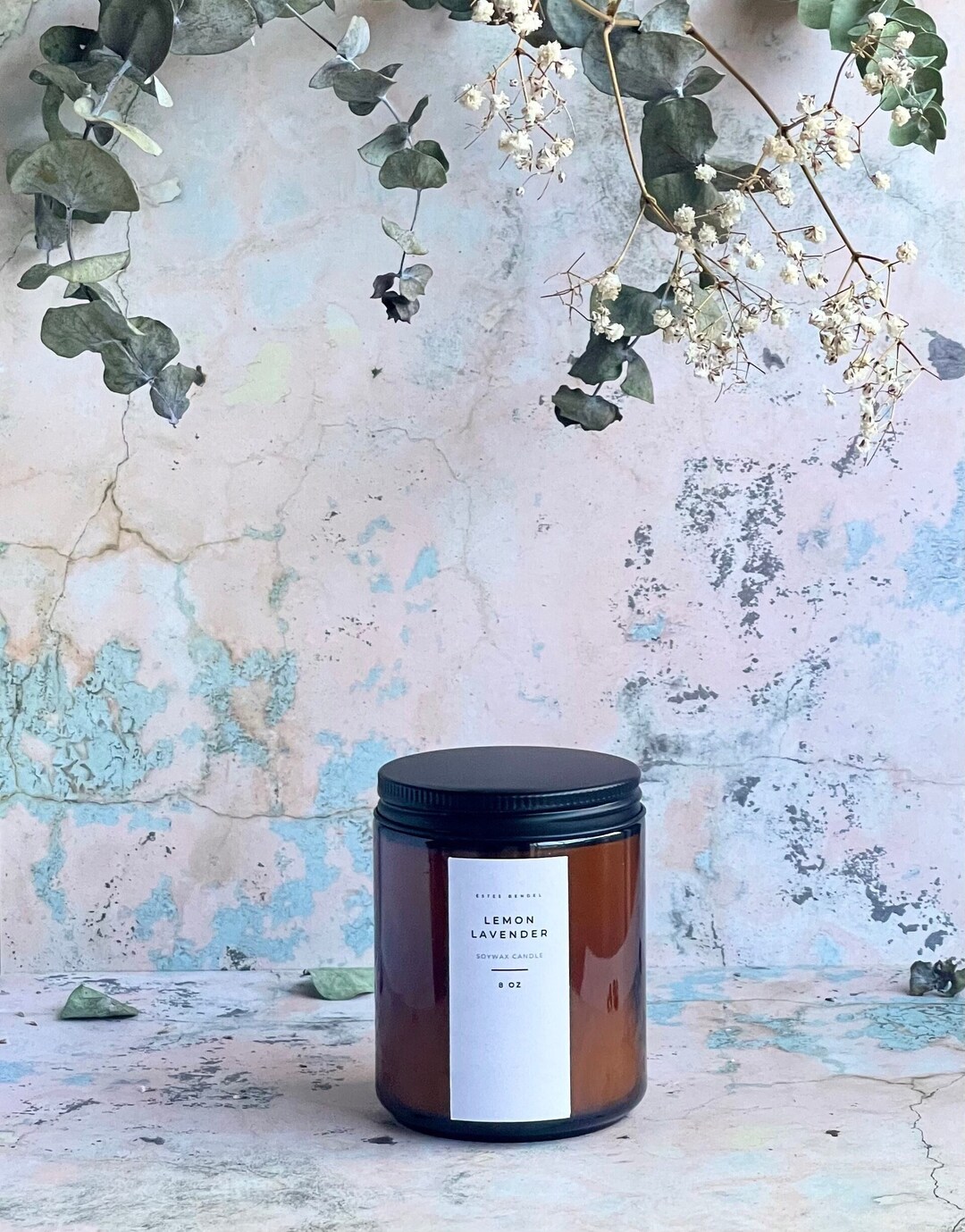 Lemon Lavender - Soy Candle in Amber Glass Jar - 4 Oz/8 Oz Sizes ...