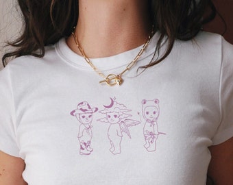 Sonny Angel Baby Tee, Coquette Baby Tee,  Sonny Angel Gifts, streetwear women, 90s baby tee, Sonny Angel Clothing