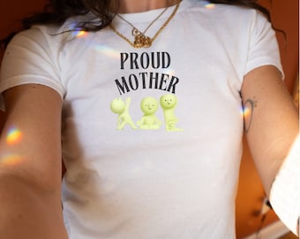 Smiski Proud Mother 90s Baby Tee , Smiski Gifts, Smiski T-shirt, gifts for Smiski Lover