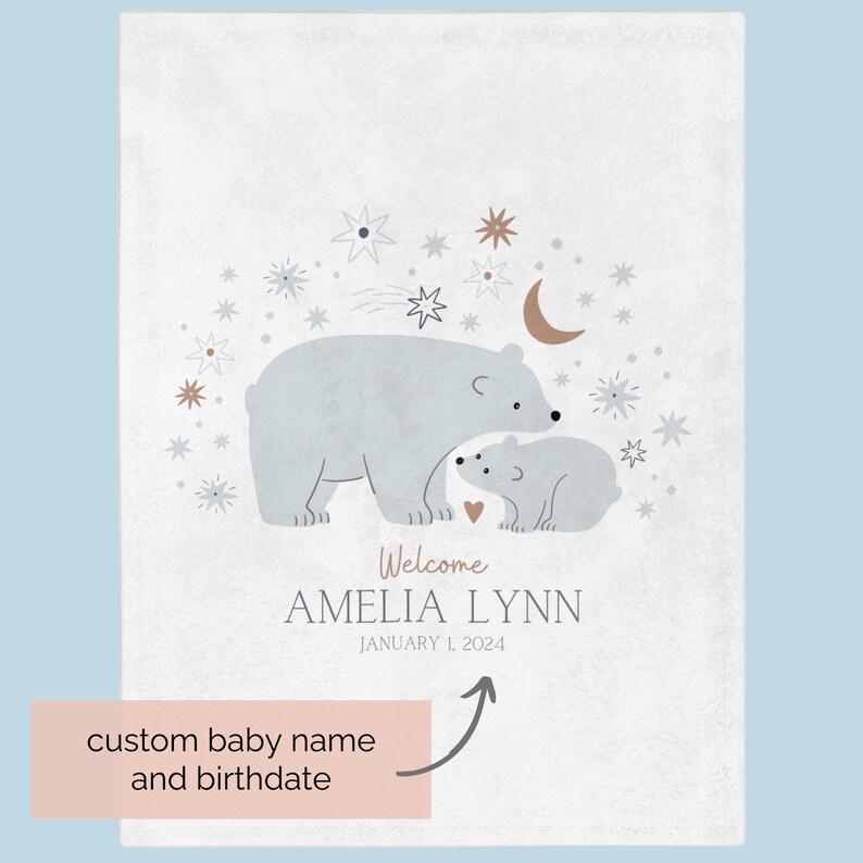 Personalized Plush Baby Blanket, Gift for Newborn Boy or Girl, Custom