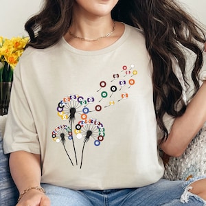 Women&#39;s Billiards Shirt, Dandelion Pool Player Tee, Cute Billiard Apparel, Pool T-Shirt, Gift for Pool Lover, Pool Table Tshirt, Cue Ball