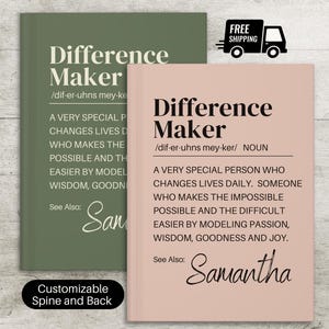 Personalized Difference Maker Journal, Coworker Birthday Gift, Difference Maker Definition Gift, Mentor Appreciation Gift, Leader Gift