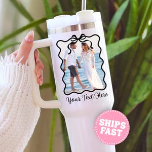 Personalized Photo Tumbler with Handle, 40oz Photo Tumbler with Straw, Custom Picture Tumblers with Names, Picture Tumbler with Picture Cup