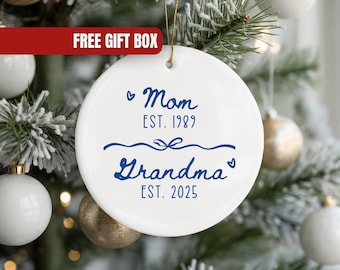 New Grandma Christmas Ornament Personalized Gift For Grandma Promoted to Grandma Pregnancy Announcement Grandparents Custom Grandma Keepsake