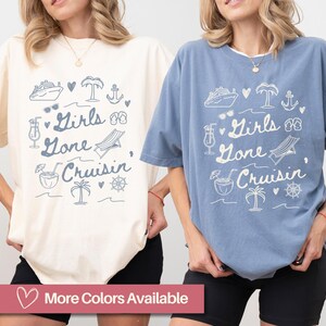 T-shirt Girls Gone Cruising, chemise croisière assortie, tenue de vacances croisière pour filles, t-shirt voyage croisière amis, cadeau voyage filles couleurs confort
