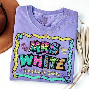 Custom Fifth Grade Teacher Shirt Comfort Colors 5th Grade Squad Tee Fifth Grade Crew Teacher Shirt 90s Retro 5th Grade Teacher Team Gifts