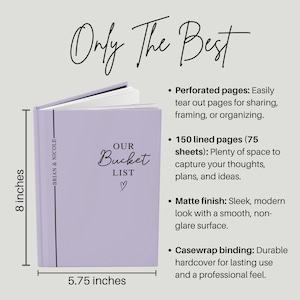 Pu&ograve; includere: Un diario "Our Bucket List" color lavanda con finitura opaca. Il diario &egrave; alto 20 cm e largo 14,6 cm, con 150 pagine a righe. Il testo "Only The Best" &egrave; scritto in alto.