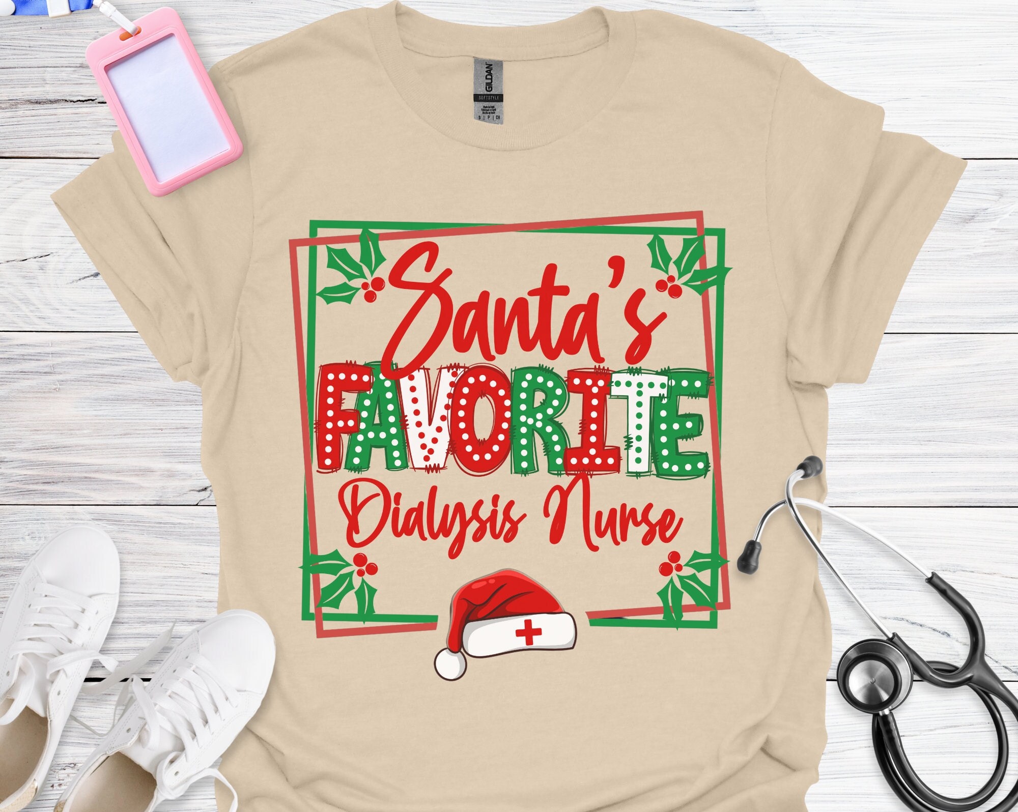 Santa's Favorite Dialysis Nurse Xmas Light Hat Christmas T-Shirt Santa's Favorite Dialysis Nurse Xmas Light Hat Christmas T-Shirt