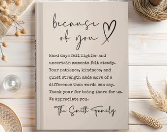 Regalo de agradecimiento para cuidadores, Diario "Gracias a ti", Regalo de agradecimiento para cuidadores, Cuaderno personalizado para cuidadores, Regalo de la familia para cuidadores