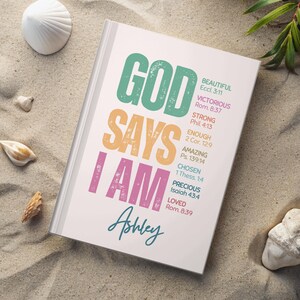Custom Notebook for Women, Christian Gift Journal, God Says I Am ...
