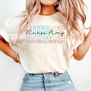 Custom School Nurse Shirt, Personalized School Nurse T-Shirt, School Nursing Tee, Elementary School Nurse Gift, Comfort Colors Tshirt