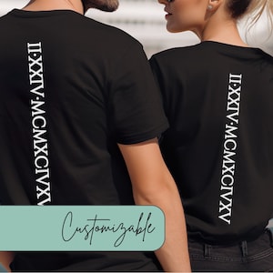Custom Roman Numeral T-shirts for Couples, Est Year Personalized Tee, Engagement Anniversary Date Shirts, Valentines Day Gift, Birthday Date