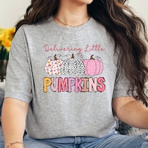Fall L&D Nurse Shirt, Autumn Labor and Delivery Midwife Gift, Little Pumpkin OB RN T-Shirt, Obstetrics Nursing Tee, Halloween Pumpkins Top