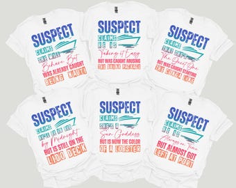 Funny Suspect Claims Cruise Shirts, Group Cruise T-Shirts, Funny Cruising Crew Tees, Matching Cruise Vacation Girls Friends Family Trip 2025