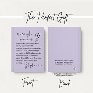 Personalized Social Worker Gift, LCSW MSW LSW Journal for Therapist Appreciation Gifts Counselor Notebook, Mental Health Graduation Keepsake Lavender