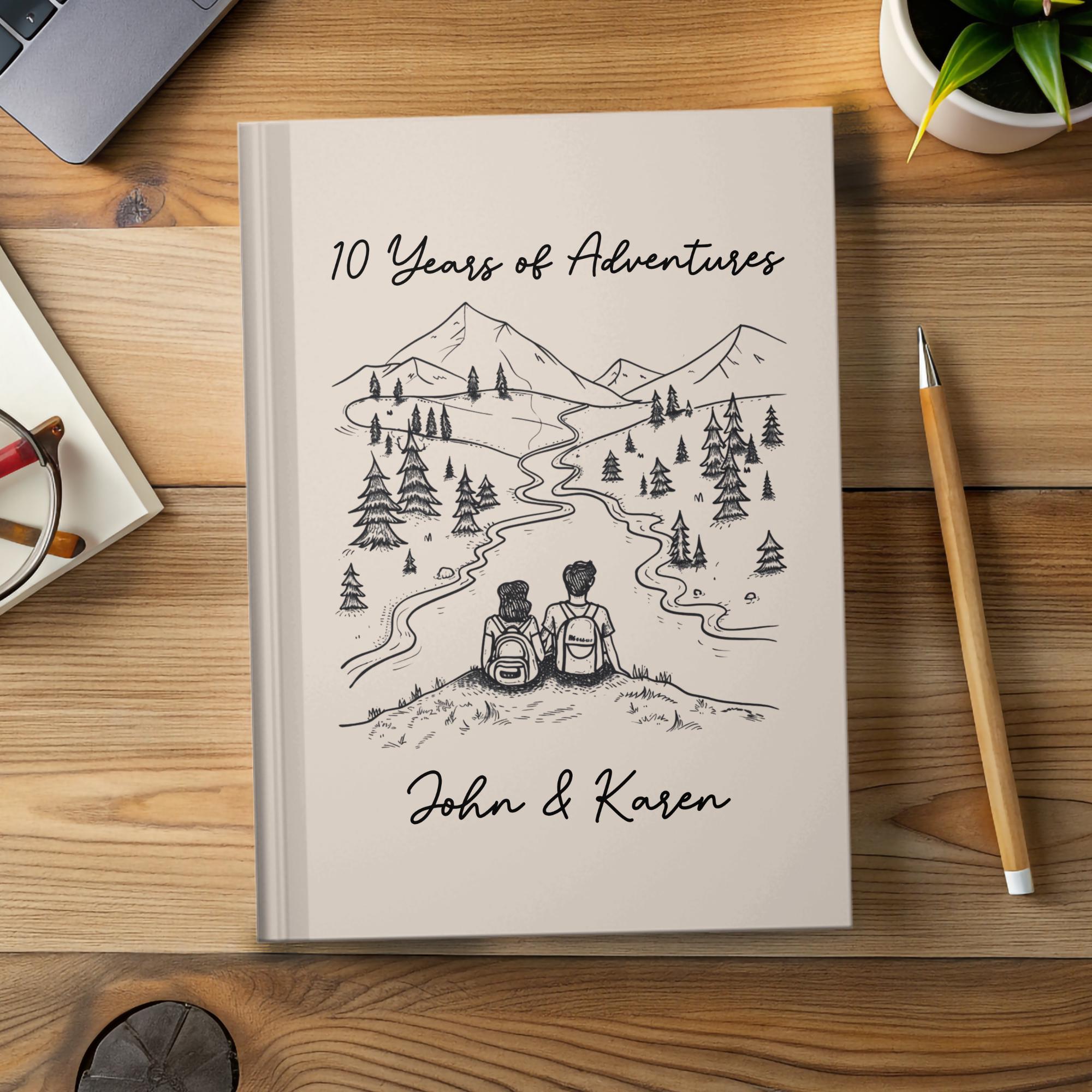 10 Years of Adventures Journal, Personalized 10th Anniversary Gift