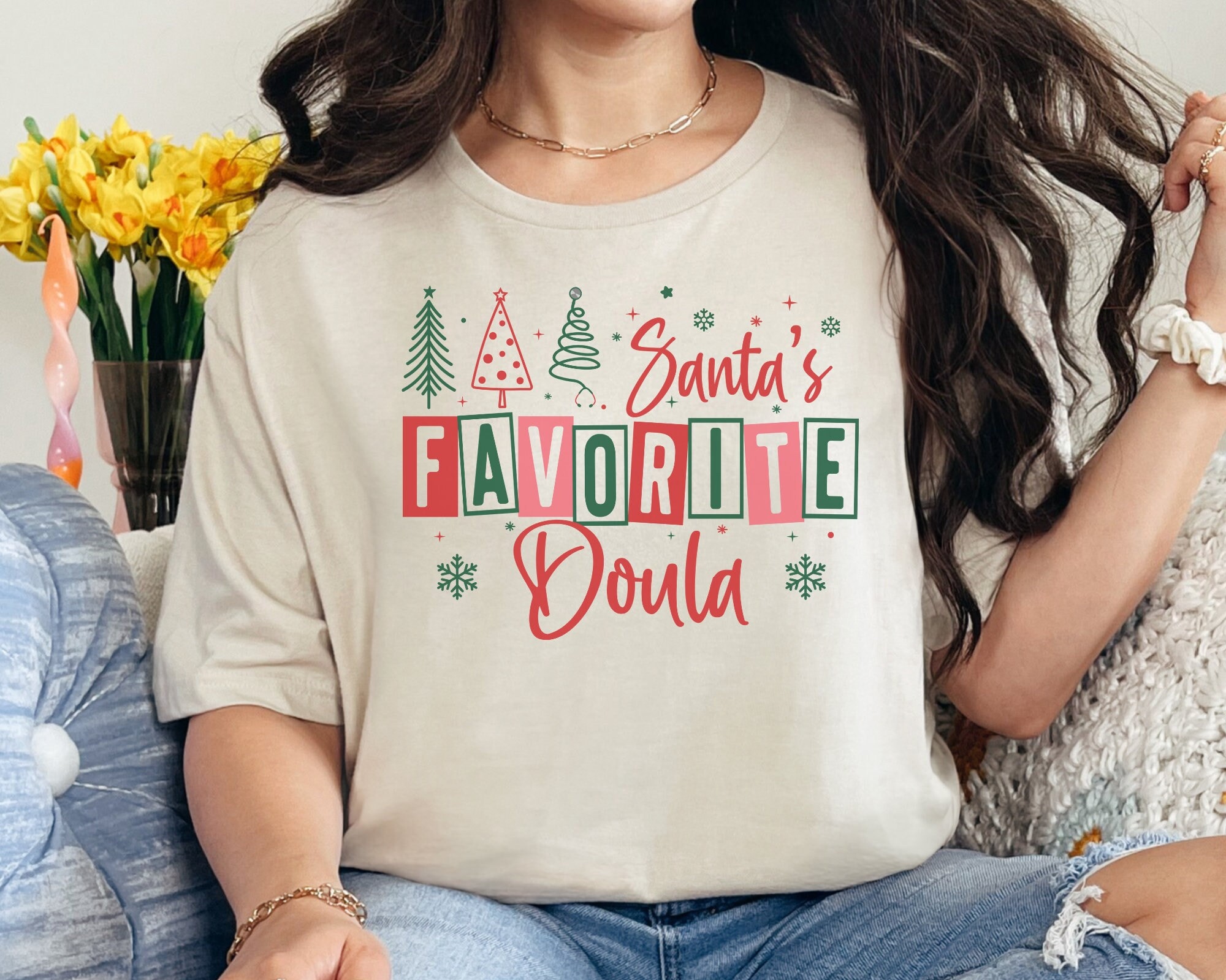 Maglietta da doula di Natale, maglietta da doula preferita di