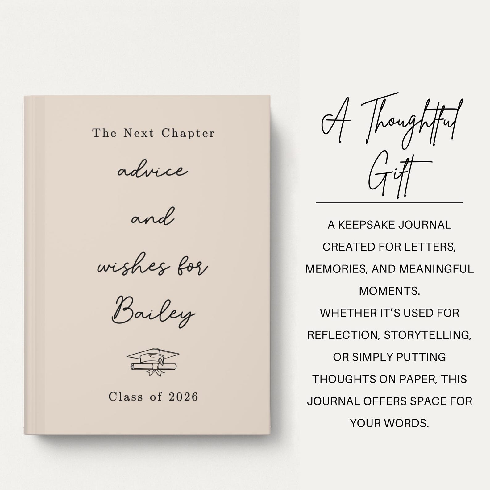 Advice & Wishes Graduation Book Class of 2026 Personalized Graduate ...