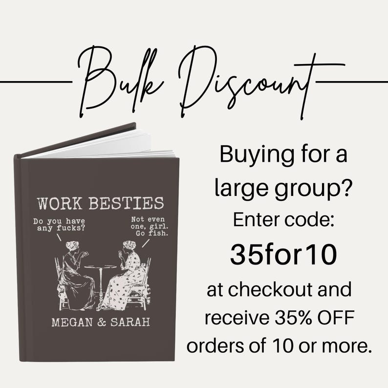 Custom Work Bestie Gift, Funny Work Friend Journal, Personalized Sarcastic Notebook, Custom journal for coworker, gifts for boss friends Mocha