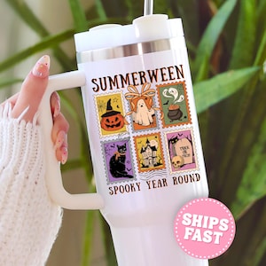 Summerween Tumbler 40oz Halloween Tumbler, Summerween Cup, Cute Ghost Tumbler, Cute Ghost Summer Halloween Gift for Ghost Lover Gift