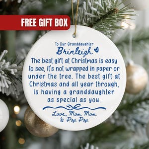 Granddaughter Christmas Ornament Personalized Granddaughter Ornament for Granddaughter from Grandma Grandchild Keepsake Ornament Gift