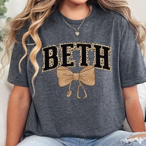 Personalized Coquette Nurse Stethoscope Bow Shirt, Gift for Nurse, Cheetah Print Bow Shirt, Nurse Appreciation, Custom Nursing Student Gift
