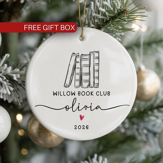 Personalized Book Club Ornament, Custom Club Name Gift, Book Club Member Christmas Keepsake 2026, Reader Ornament