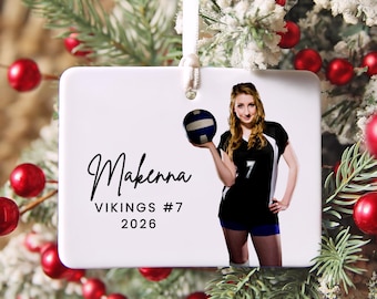 Custom Volleyball Christmas Ornament, Volleyball Photo Keepsake Ornament Sports Ornament Volleyball Ornament Custom Photo Volleyball Gift