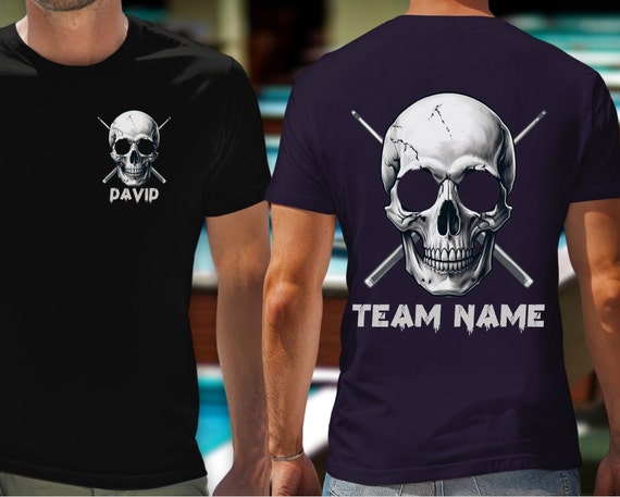 Billiards T-Shirt Pool Shirt 8 Ball 9 Ball Skull Tee Billiards T-Shirt Pool Shirt 8 Ball 9 Ball Skull Tee