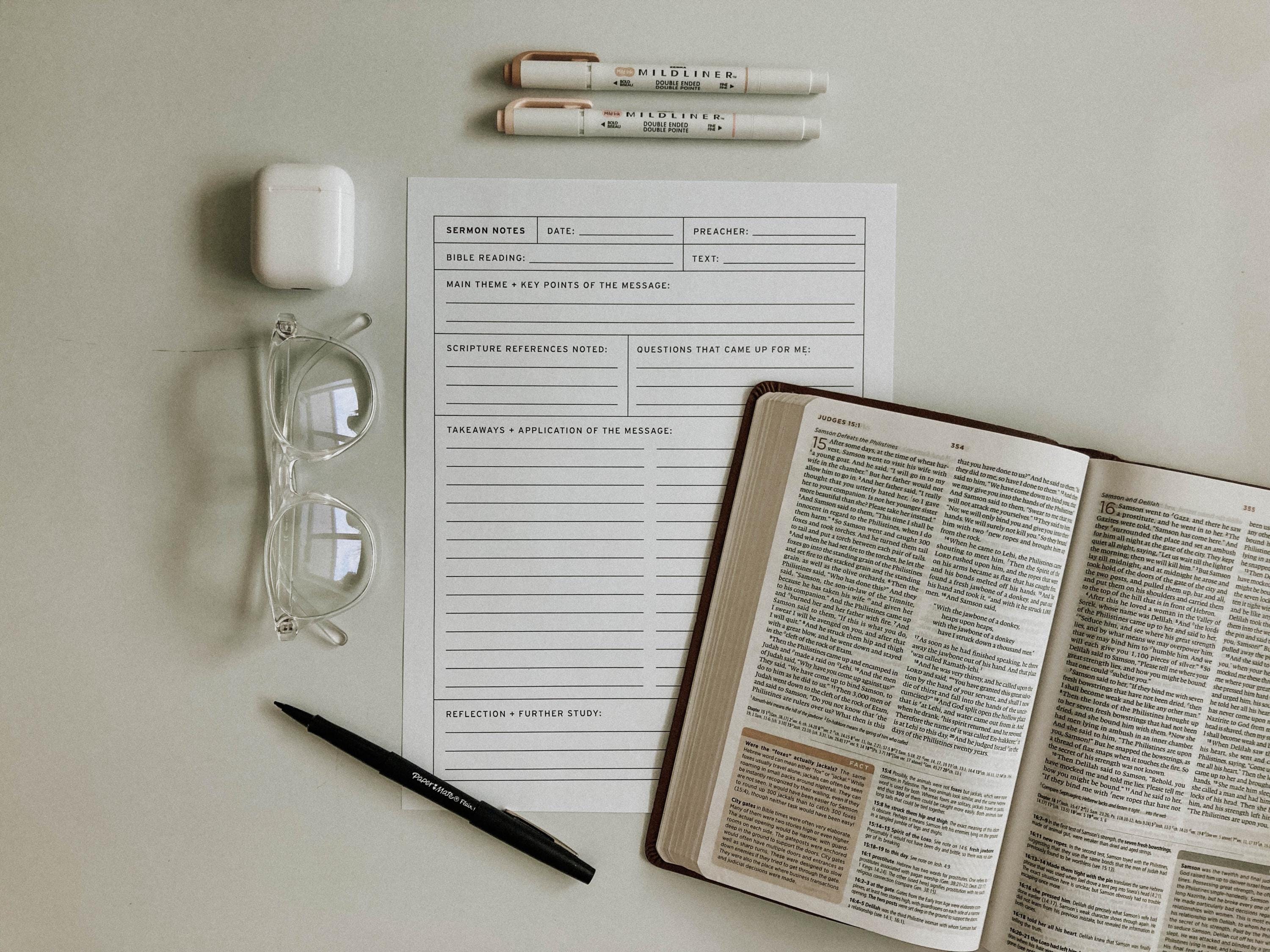 Sermon Notes Worksheet Set: Christian Church Printable (multi-format ...