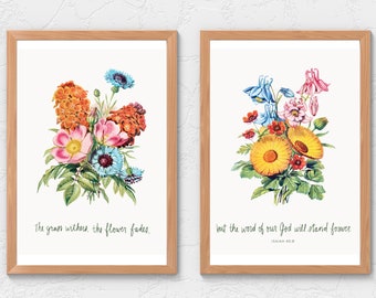 Isaiah 40:8 Bible Verse Christian Wall Art, Modern Christian Art, Floral Nature Wall Art, Scripture Christian Art, Religious Art Gifts